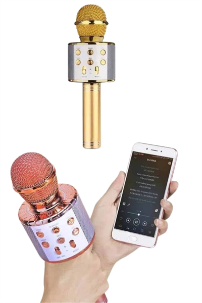 Bluetooth Hoparlör USB AUX SD Kart Kaoroke Mikrofon Uzun Pil Ömrü