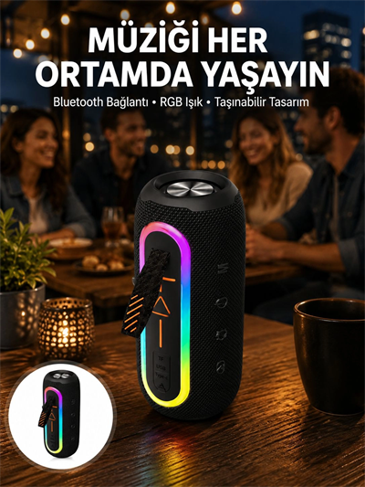 Bluetooth Hoparlör USB Şarjlı Uzun Pil Ömrü Android ve İOS Uyumlu Renkli Yeni Nesil