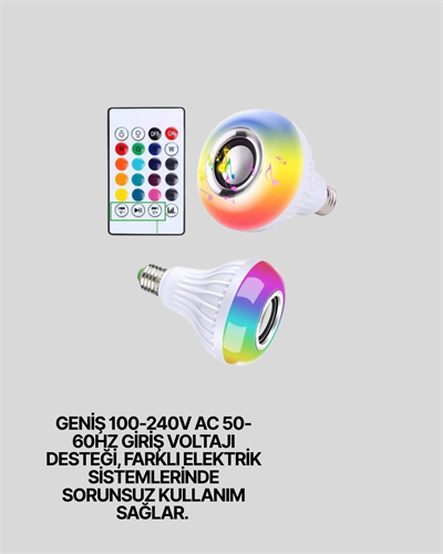 Bluetooth Hoparlörlü LED Ampul – 12W Enerji Tasarruflu