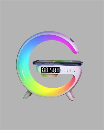 Bluetooth Hoparlörlü RGB Atmosfer Lambası Kablosuz Şarj ve Saat Özellikli