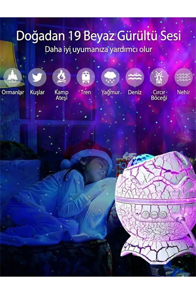Bluetooth Hoparlörlü RGB Gece Lambası – Dinazor yumurtası Işıklı, Uzaktan Kumandalı Dekor Lamba