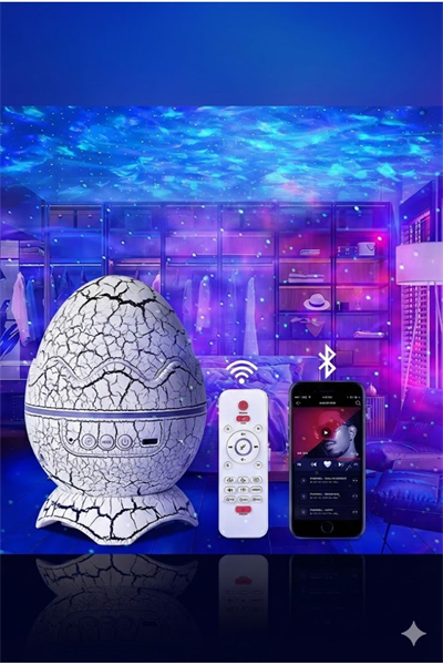 Bluetooth Hoparlörlü RGB Gece Lambası – Dinazor yumurtası Işıklı, Uzaktan Kumandalı Dekor Lamba