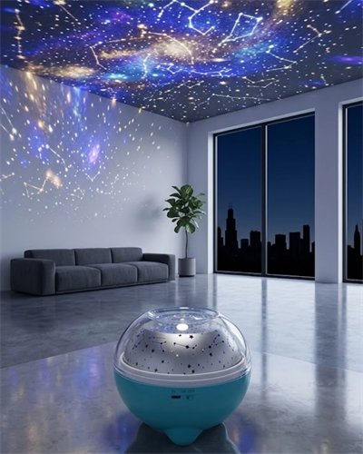 Bluetooth Hoparlörlü Yıldız Projeksiyon Gece Lambası Uzaktan Kumandalı ve Döner Işık Efektli (Kopya)