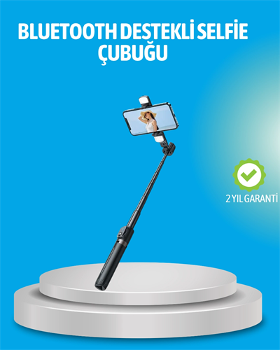 Bluetooth Işıklı Uzaktan Kumandalı Selfie Çubuğu – 130 cm Yükseklik