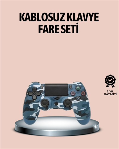 Bluetooth Kablosuz PS4 Gamepad Çift Motorlu Siyah Controller
