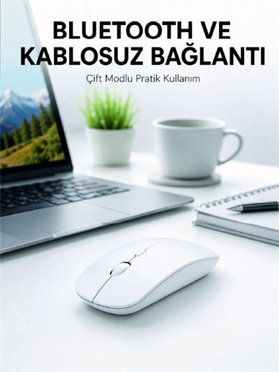 Bluetooth Kablosuz Wireless Mouse Şarjlı Sessiz Ergonomik 5000 DPI Fare
