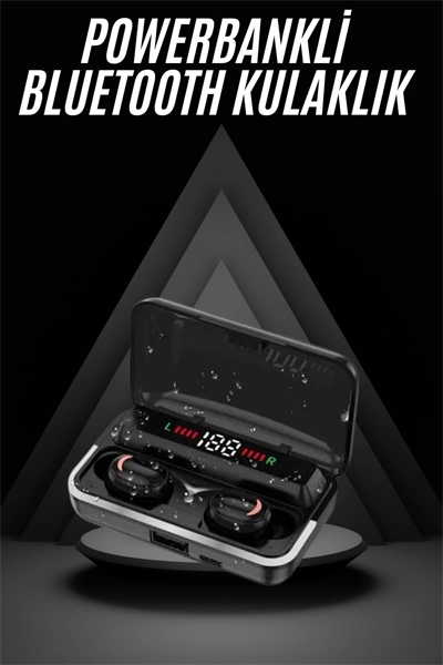 Bluetooth Kulaklık Dijital Şarj Göstergeli Powerbankli Bass Özellikli Kablosuz Kulakiçi 5.1 Mikrofonlu