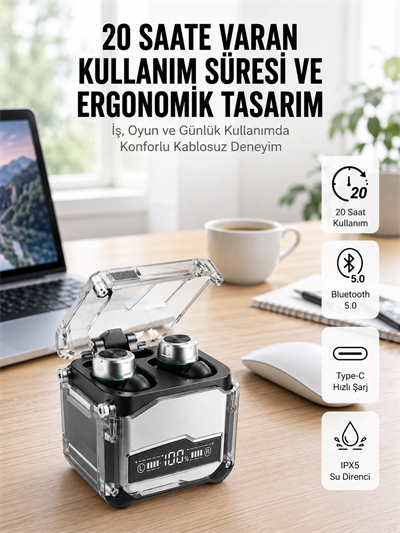 Bluetooth Kulaklık Dokunmatik Kontrol Tws kablosuz kulaklık Hi-fi Stereo