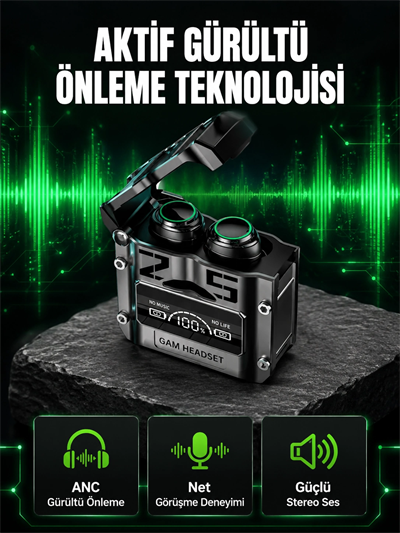 Bluetooth Kulaklık Kablosuz ANC Gürültü Önleyici Stereo Ses Yeni Nesil
