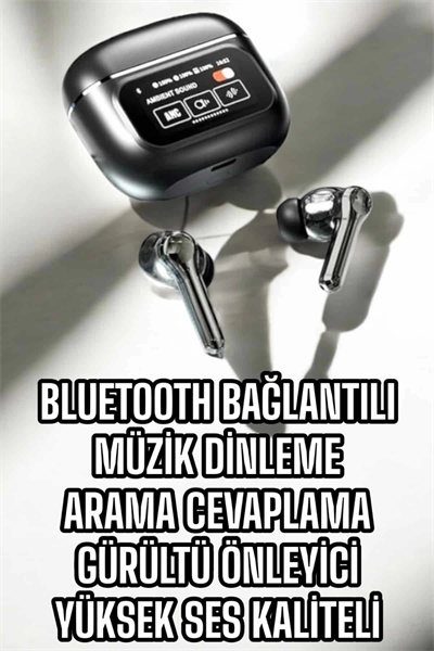Bluetooth Kulaklık Kablosuz Ekranlı ANC/ENC Destekli Dokunmatik