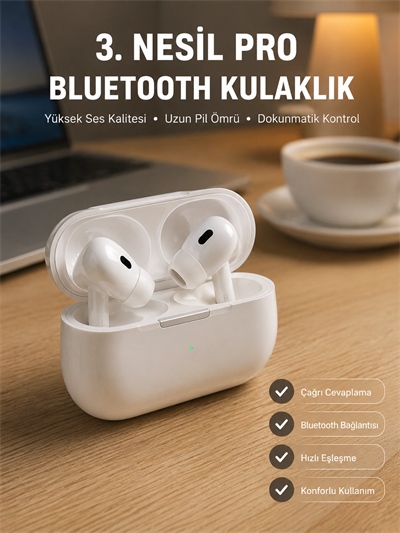 Bluetooth Kulaklık Kulak İçi Silikonlu Stereo Yüksek Ses Kaliteli Dokunmatik