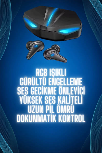 Bluetooth Kulaklık Oyuncu Kulaklığı RGB Işıklı Oyunlarda Düşük Gecikme