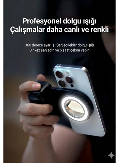 Bluetooth Manyetik Telefon Yapıştırma Kavrama Halka Dolgu Işığı İle Magsafe Selfie Klips