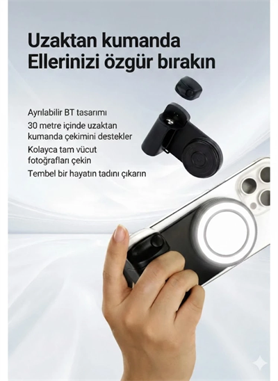 Bluetooth Manyetik Telefon Yapıştırma Kavrama Halka Dolgu Işığı İle Magsafe Selfie Klips