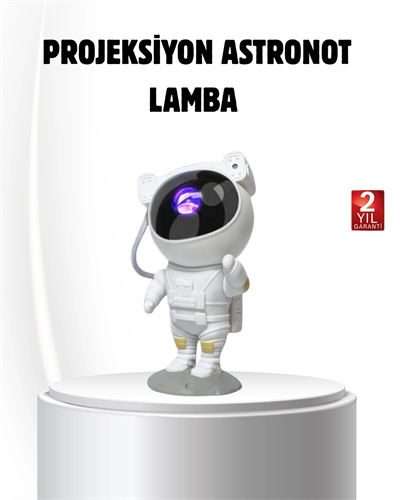 Bluetooth Müzikli Astronot Projeksiyon Lambası Yıldız ve Ay Efektli