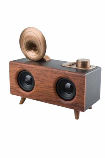 Bluetooth Nostalji Speaker Radyo Gramofon Ahşap Renk Vintage