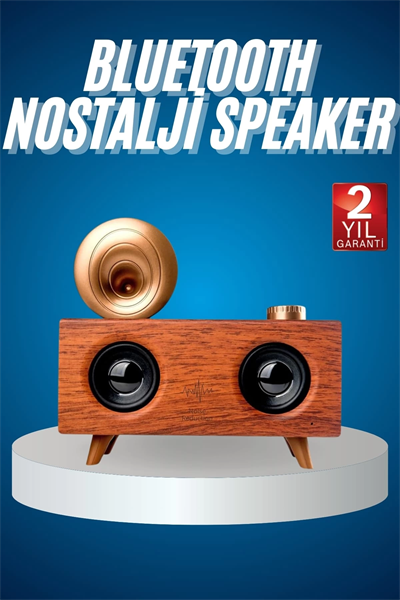 Bluetooth Nostalji Speaker Radyo Gramofon Ahşap Renk Vintage