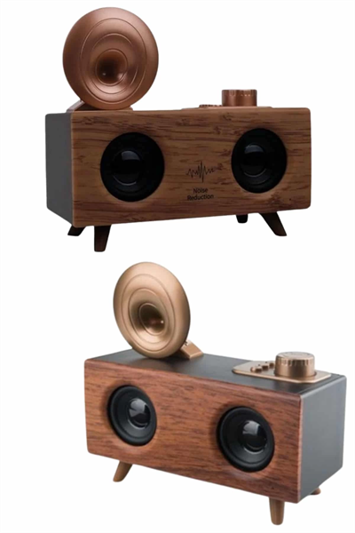 Bluetooth Nostalji Speaker Radyo Gramofon Ahşap Renk Vintage