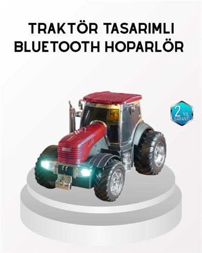 Bluetooth Nostaljik Traktör Hoparlör LED Işıklı 12W Güçlü Ses