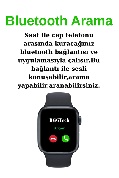 Bluetooth Özellikli Akıllı Saat - Nabız, Uyku Takibi, GPS ve Suya Dayanıklı Spor Modeli