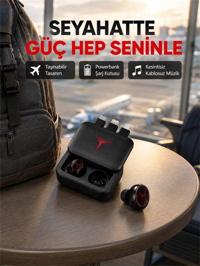 Bluetooth Powerbank Kulaklık – Kablosuz, Uzun Pil Ömrü, Dokunmatik ve Yüksek Ses Kalitesi