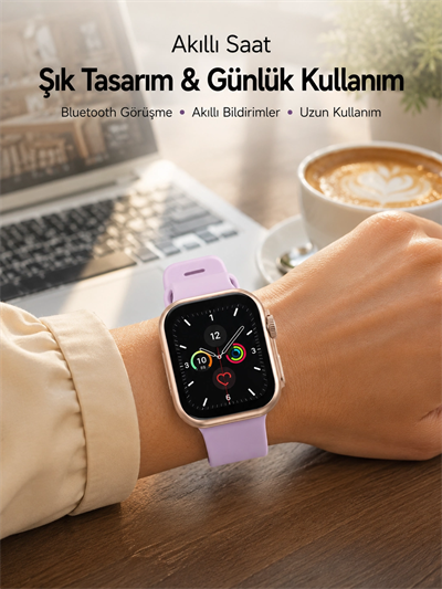 Bluetooth Telefon Görüşmesi, Nabız Ölçümü ve Uyku Takibi Özellikli Akıllı Saat