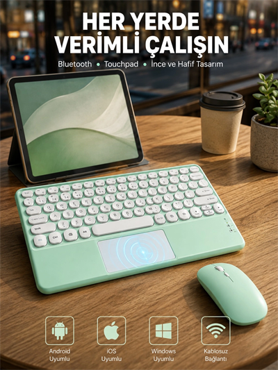 Bluetooth Touchpad Klavye Ultra İnce Taşınabilir Q Klavye Yeni Nesil