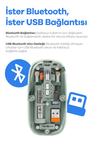 Bluetooth USB Çift Modlu Sessiz Mouse, Şeffaf Mıknatıslı Kapaklı, Type-C Şarjlı, DPI Ayarlı, Kablosuz 10m Çekim Mesafeli, Masaüstü Kısayol Tuşlu, Taşınabilir Şarjlı Mouse Siyah