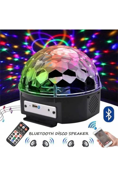 Bluetooth USB MP3 destekli siyah LED ışıklı hoparlör disko sahne topu - Hobi & Eğlence