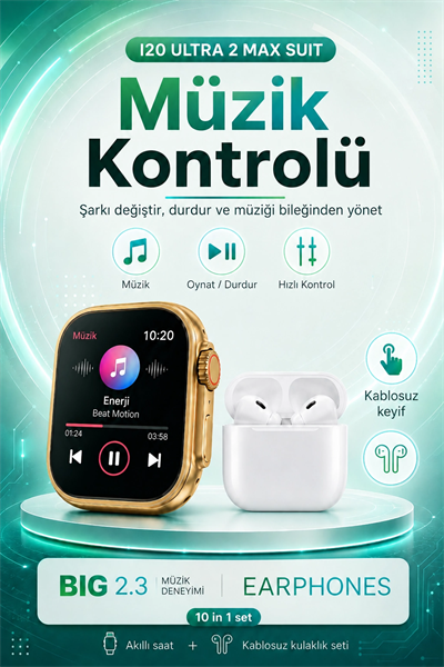 Bluetooth Uyumlu Akıllı Saat Ve Kablosuz Kulaklık Günlük Kullanıma Uygun Set