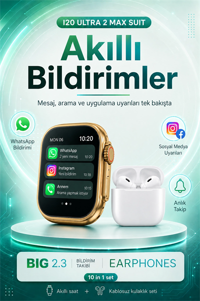Bluetooth Uyumlu Akıllı Saat Ve Kablosuz Kulaklık Günlük Kullanıma Uygun Set