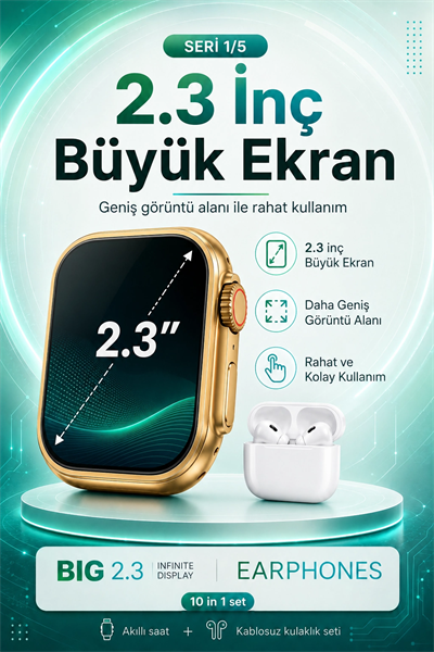 Bluetooth Uyumlu Akıllı Saat Ve Kablosuz Kulaklık Günlük Kullanıma Uygun Set