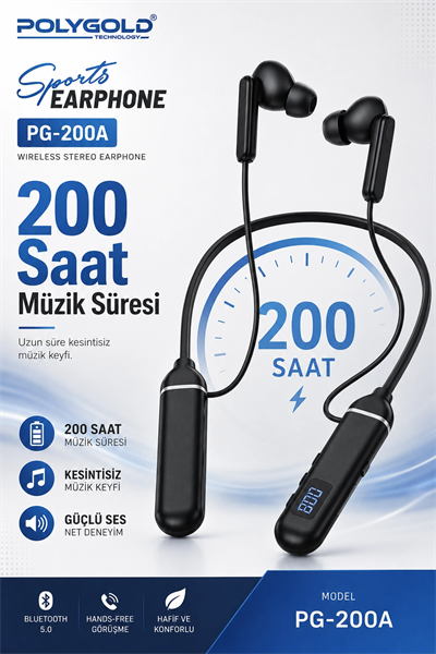 Bluetooth Uyumlu Spor Kulaklık Uzun Pil Ömürlü Boyun Askılı Stereo Sesli