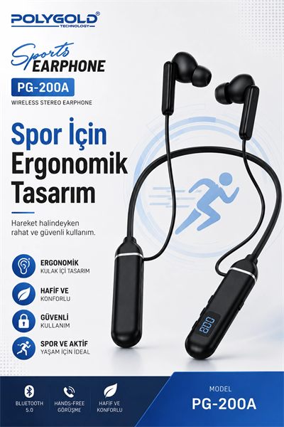 Bluetooth Uyumlu Spor Kulaklık Uzun Pil Ömürlü Boyun Askılı Stereo Sesli