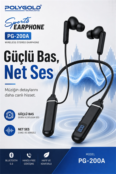 Bluetooth Uyumlu Spor Kulaklık Uzun Pil Ömürlü Boyun Askılı Stereo Sesli