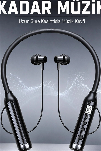 Bluetooth V4.0 Boyun Kulaklık 600 Saat Bekleme Dijital Göstergeli Çift Cihaz Bağlantılı BX-313557