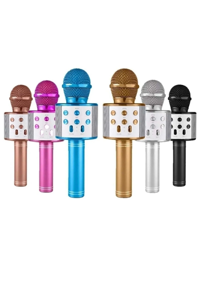 Bluetooth bağlantılı pembe karaoke mikrofonu dahili hoparlörlü usb tf kart destekli 2 yıl garantili