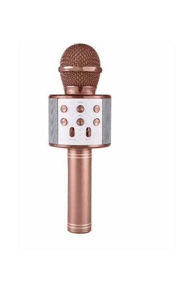 Bluetooth bağlantılı pembe karaoke mikrofon kablosuz hoparlörlü garantisiz - Elektronik