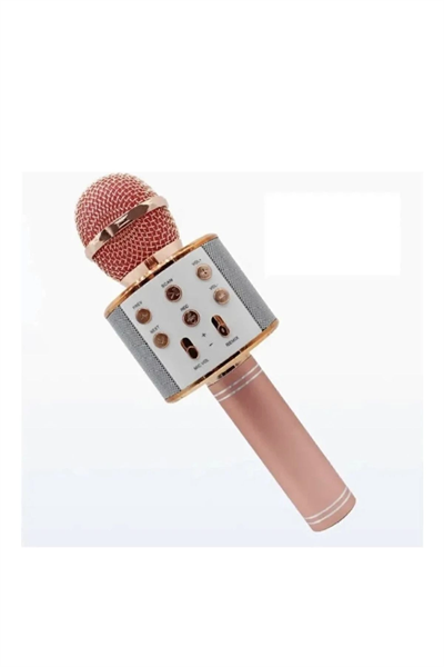 Bluetooth bağlantılı pembe karaoke mikrofon kablosuz hoparlörlü garantisiz - Elektronik