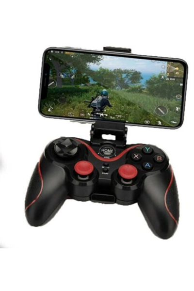 Bluetooth bağlantılı siyah gamepad, PC uyumlu, telefon standı dahil, 1 yıl garantili
