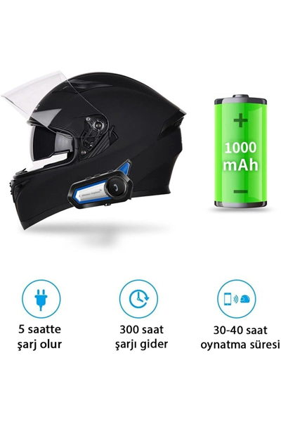 Bluetooth bağlantılı su geçirmez fenerli motosiklet kask kulaklığı interkom 2 yıl garantili