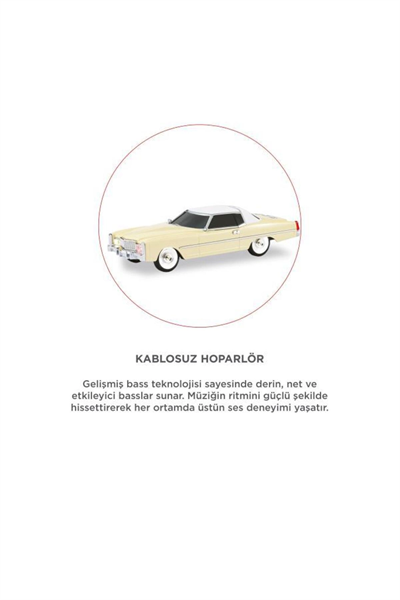 Bluetooth hoparlör bej renk retro araba tasarımlı 10W FM USB TWS 3 saat dinleme süresi