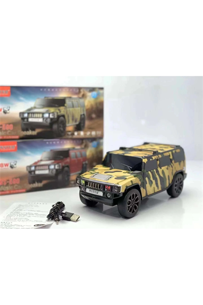 Bluetooth hoparlör jeep araba tasarımlı haki renk 8 watt TWS müzik çalar FM radyo USB SD kart