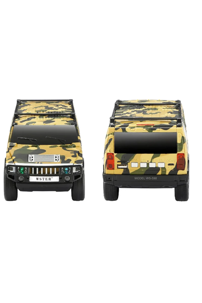 Bluetooth hoparlör jeep araba tasarımlı haki renk 8 watt TWS müzik çalar FM radyo USB SD kart