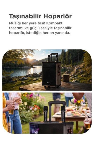 Bluetooth hoparlör kahverengi çift mikrofonlu USB TF BT TWS FM çoklu bağlantı 2 yıl garantili