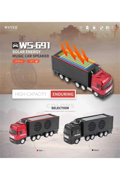 Bluetooth hoparlör kırmızı renk güneş enerjili kamyon tır araba tasarım 10 watt TWS FM radyo