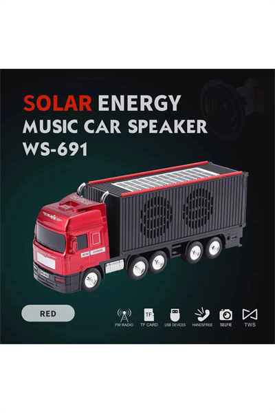 Bluetooth hoparlör kırmızı renk güneş enerjili kamyon tır araba tasarım 10 watt TWS FM radyo