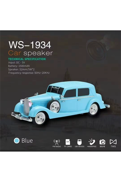 Bluetooth hoparlör mavi renk, şarjlı, FM radyo, SD kart, USB, çoklu bağlantı, 1 yıl garantili