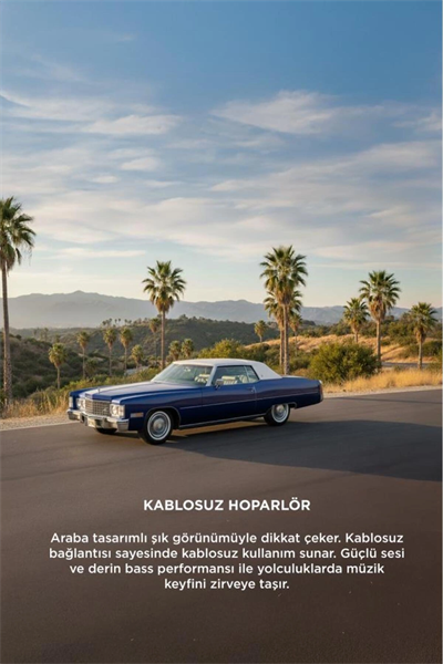 Bluetooth hoparlör retro araba tasarımlı 10W mavi FM USB TWS 3 saat dinleme süresi