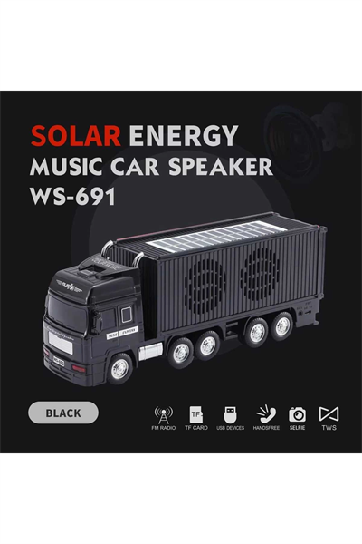 Bluetooth hoparlör siyah güneş enerjili kamyon tır araba 10 watt TWS FM radyo USB SD kart